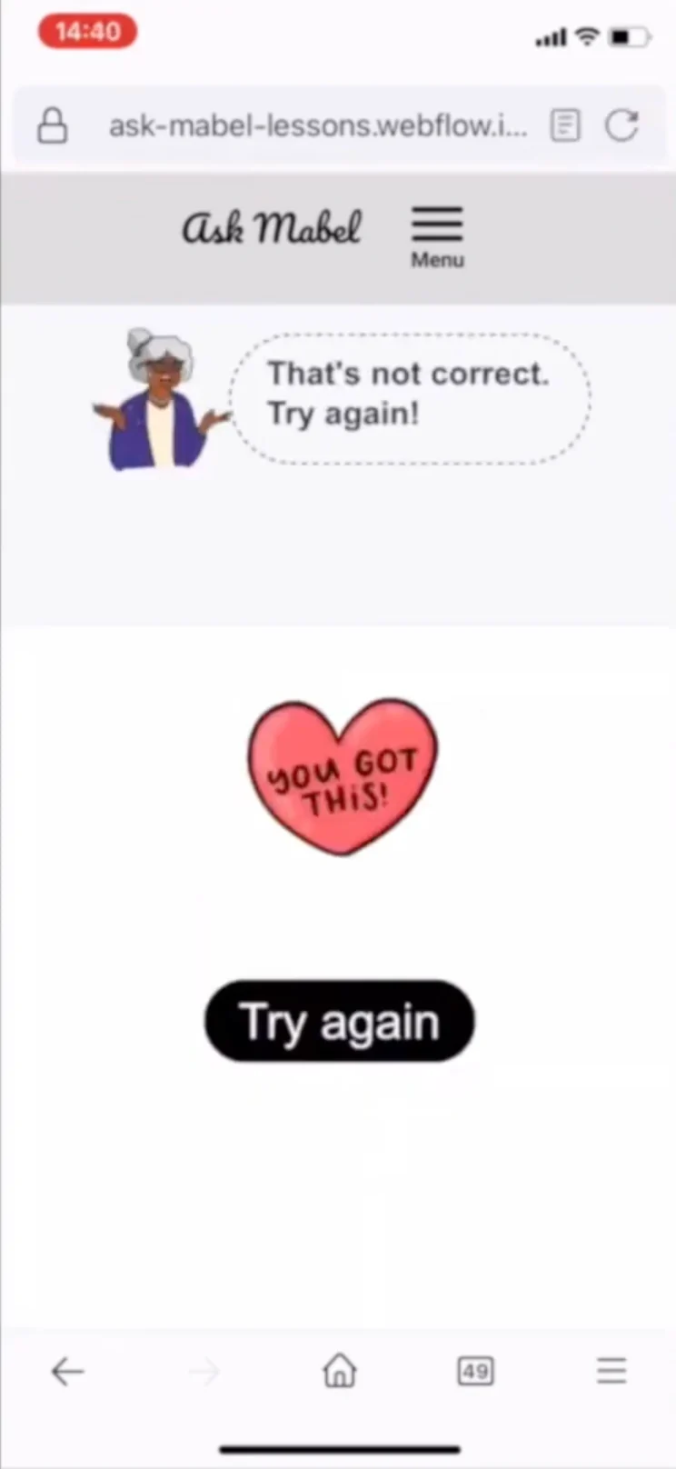You got this! Try again